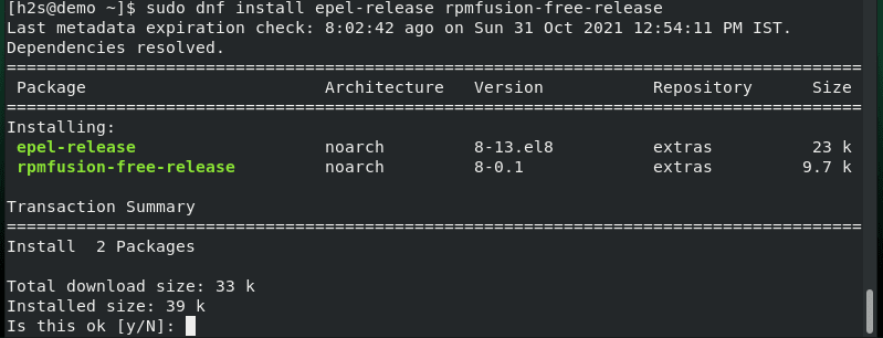 Enable Epel and RPM Fusion Repos