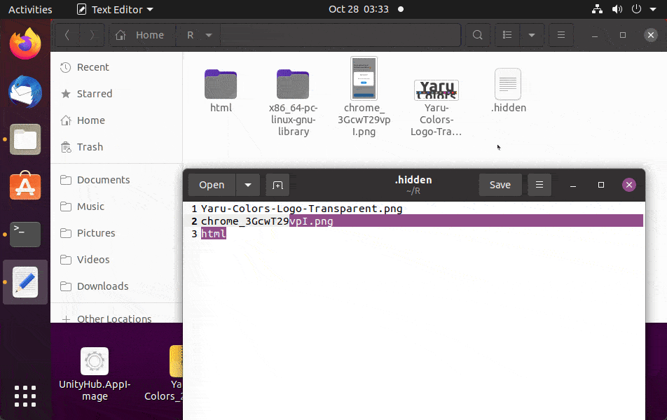 Hide files and folders in Linux Ubuntu