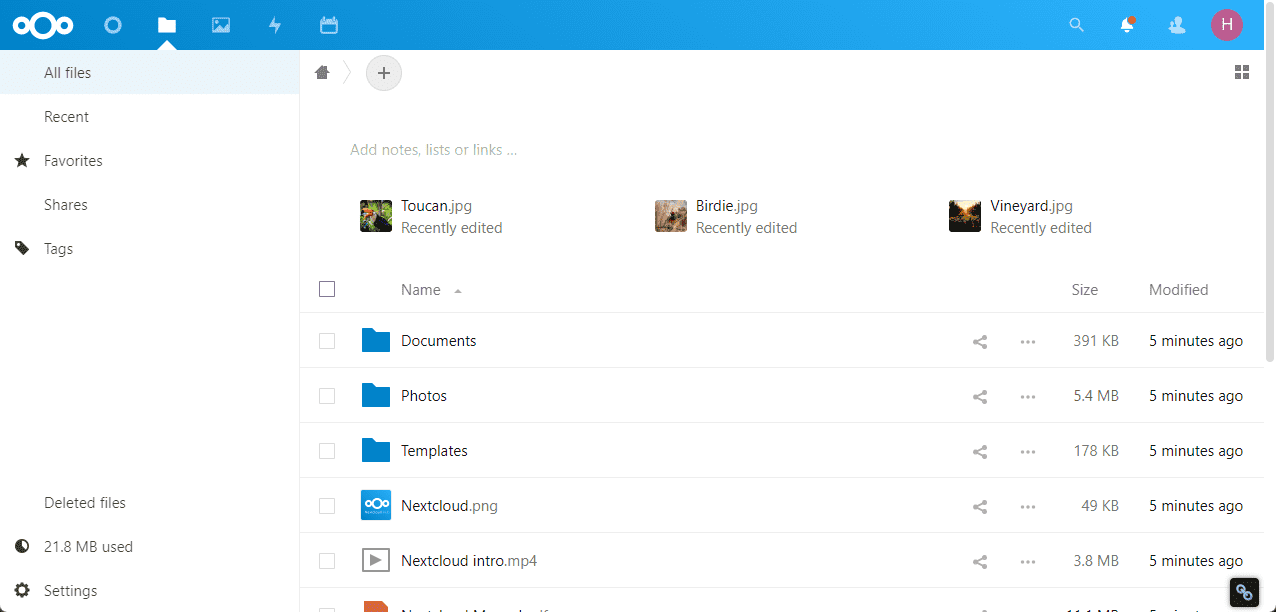 Open source personal cloud files