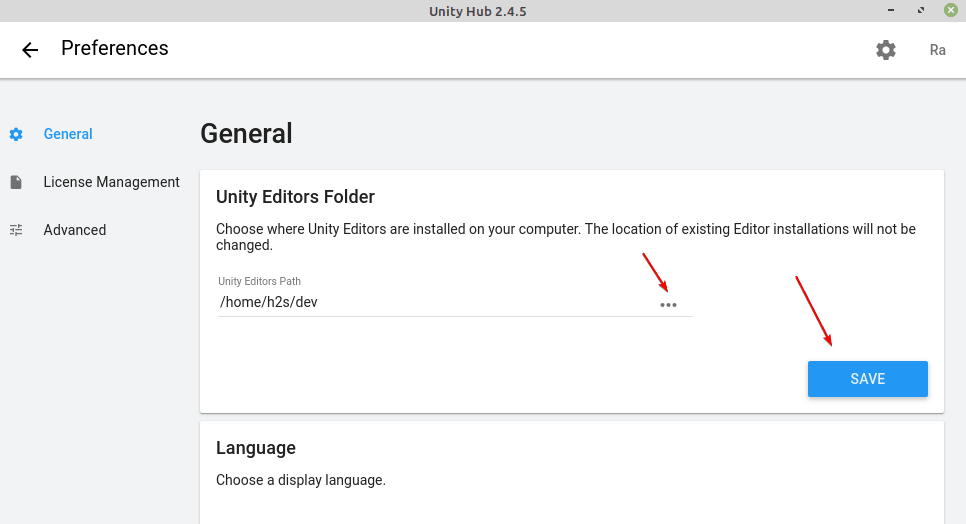 Select the Unity editors folder