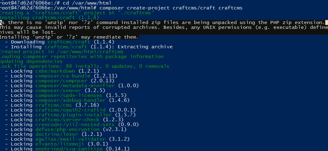 télécharger des fichiers CMS craft sur Ubuntu 20.04