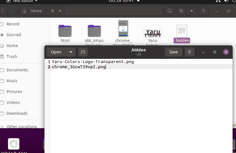 hide folders and files in Ubuntu Linux using a text file