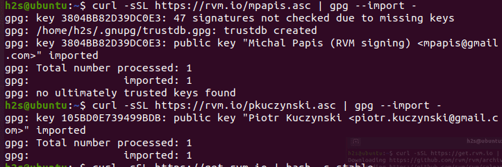 Add Ruby Version manager GPG key