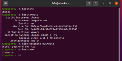 Command to change hostname ubuntu 20.04