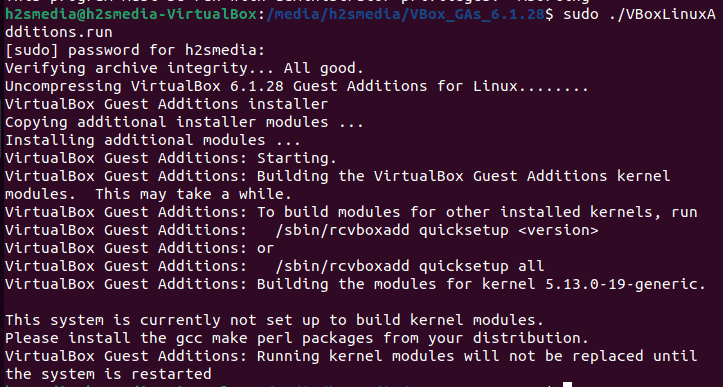 Command to install VirtualBox Guest Addtions