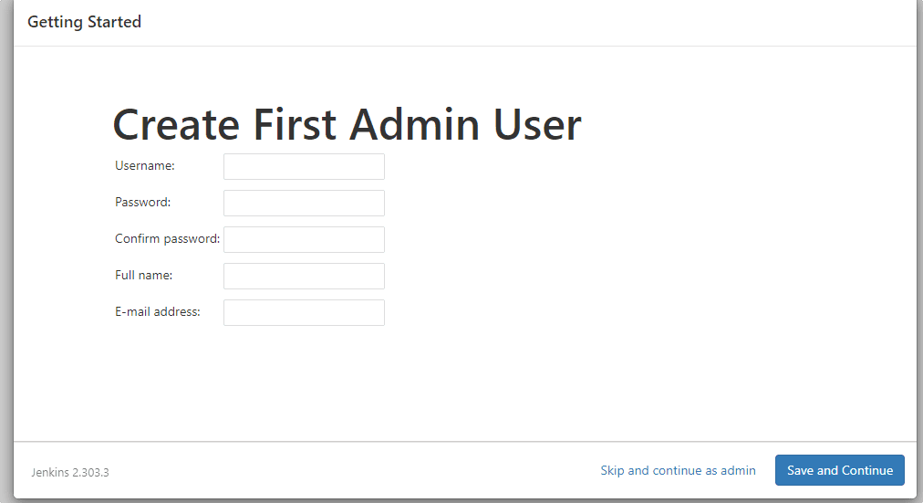 Create first Admin user