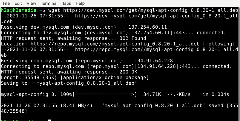 Downloading MySQL repsository Debian