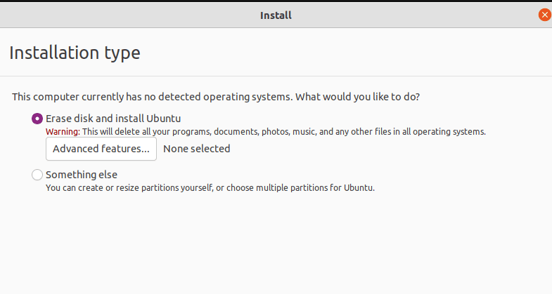 Erase disk and install Linux