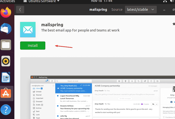 Install Mailspring from Ubuntu Software center GUI