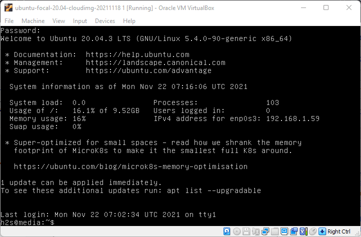 Install Ubuntu 20.04 or 22.04 minimal Image cloud on VirtualBox