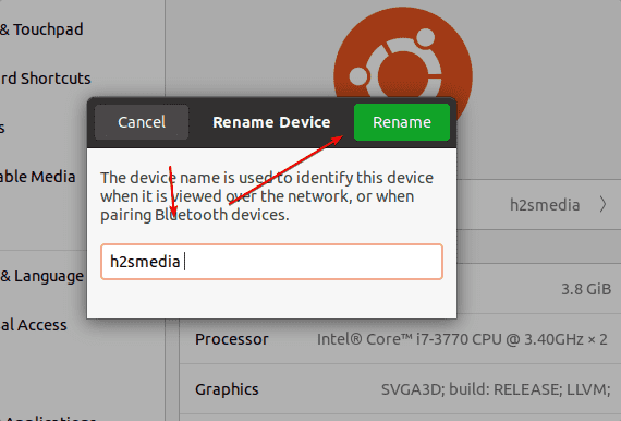 Rename Device Name Ubuntu