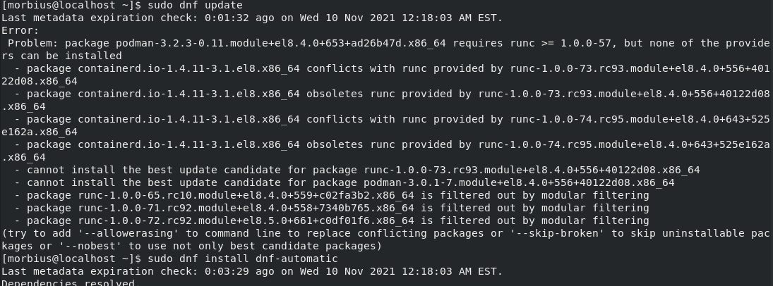 Run system update Rocky or Almalinux min