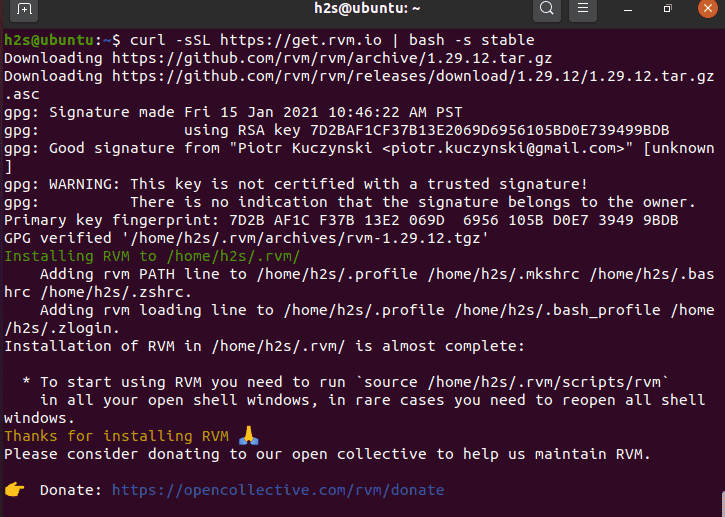 Script to install RVM ubuntu