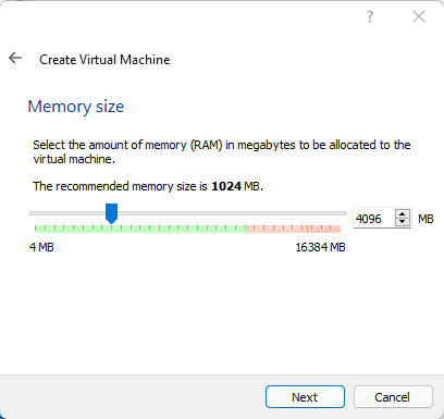 Select Memory RAM for Ubuntu 20.04 VM