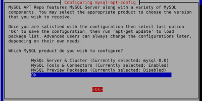 Select MySQL 8.0 repository for Debian 11 Bullseye