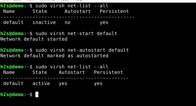 Set KVM network Default