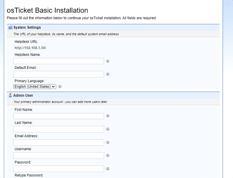 osTicket Basic Installation