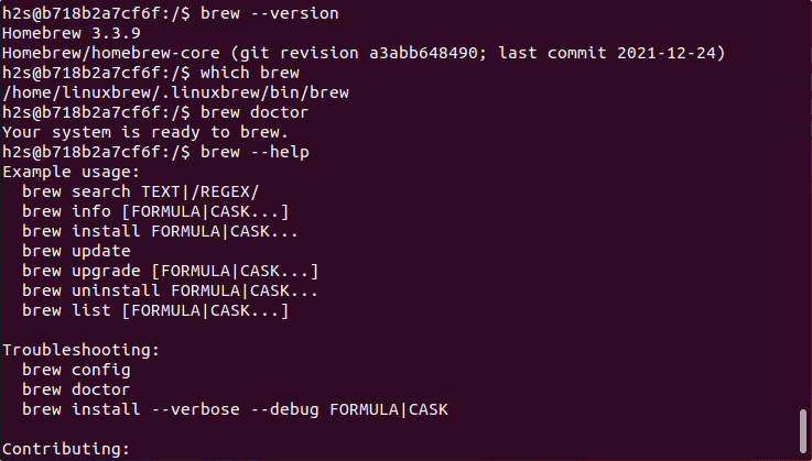 Check Brew Version on Debian Linux