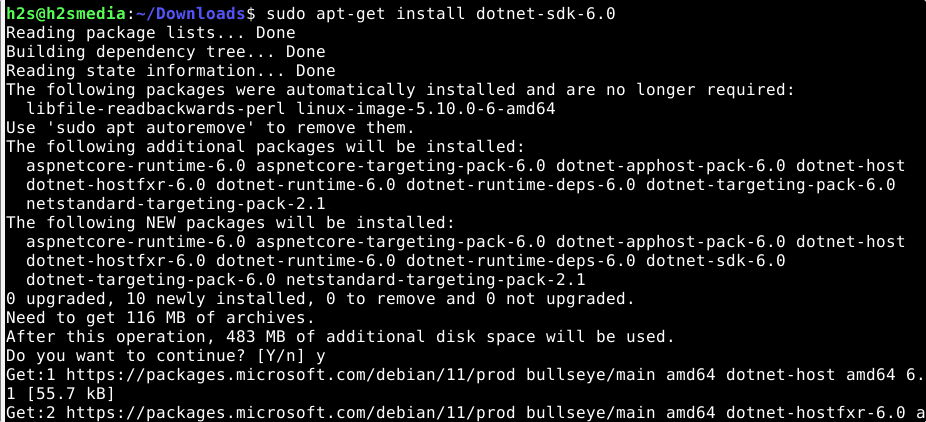 Command to install .NET Dotnet SDK on Debian 11