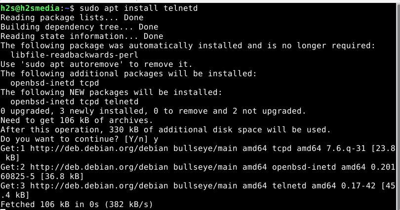 Install Telnet on Debian 11 Bullseye