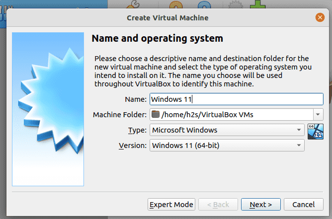 Name operating system on VirtualBox