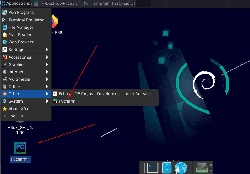 PyCharm Debian 11 Desktop shortcut