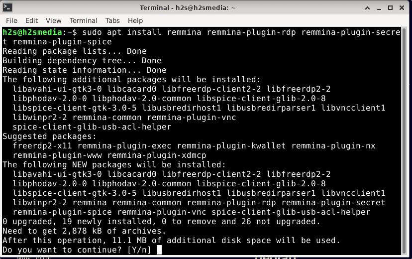 command to install Remmina on Debian 11 Bullseye