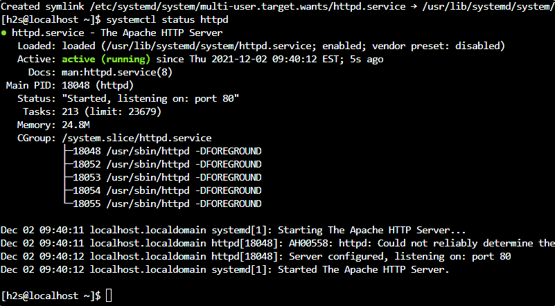 start httpd service almalinux or rocky linux 8