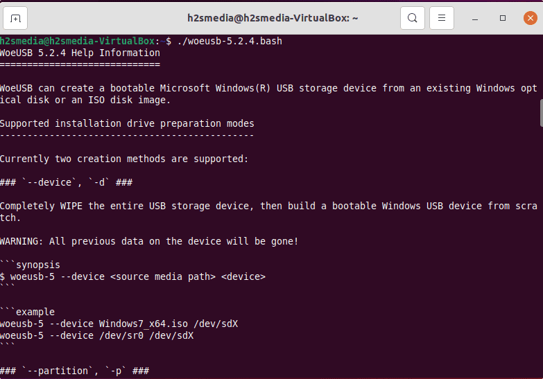 woeUSB command line tool