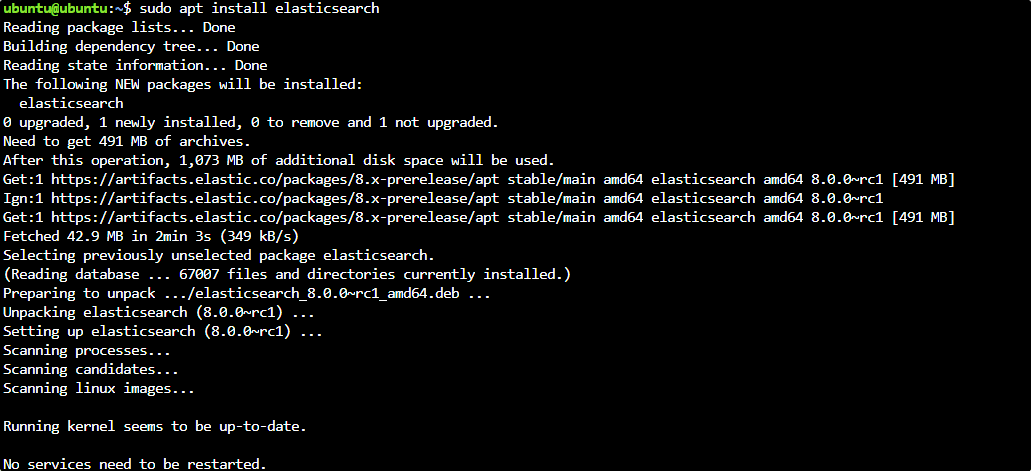 Command to install Elastic Search Ubuntu 22.04 or 20.04