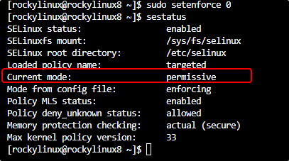 Disable SELinux Temporarily rocky Linux