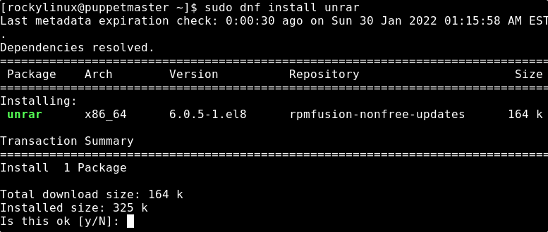 Install Unrar AlmaLinux or Rocky Linux 8