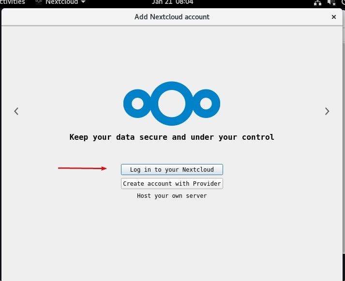 Log in to your NextCloud