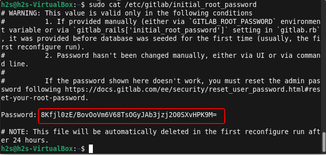 Login root password Gitlab on Ubuntu 20.04
