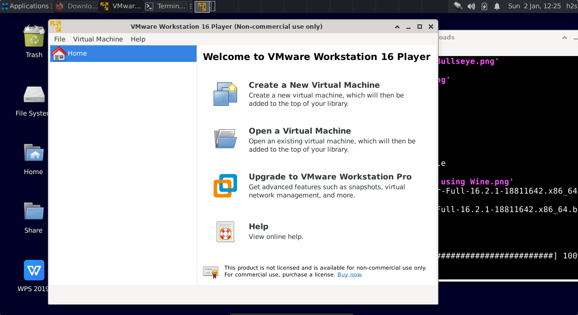 Vmware workstation player free 16 installation on Debian 11 BUllseye
