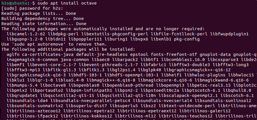 command to install Octave on Ubuntu 22.04 or 20.04