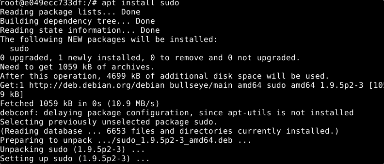 command to install sudo debian