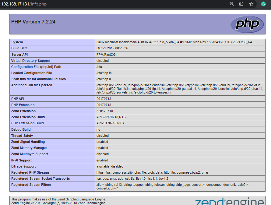 php vérifier la liste des modules à l'aide de l'interface graphique Web