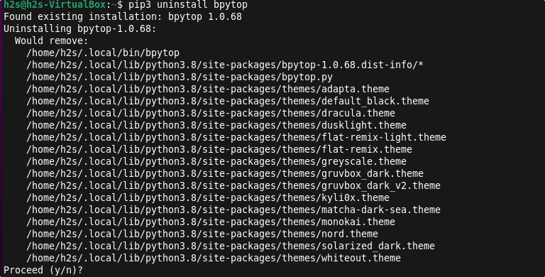 uninstall bpytop rfrom Linux