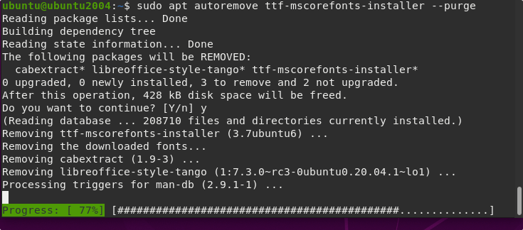 Command to Remove or Uninstall Microsoft font