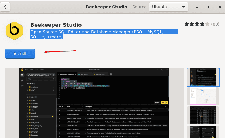 Install Beekeeper using the Graphical software center