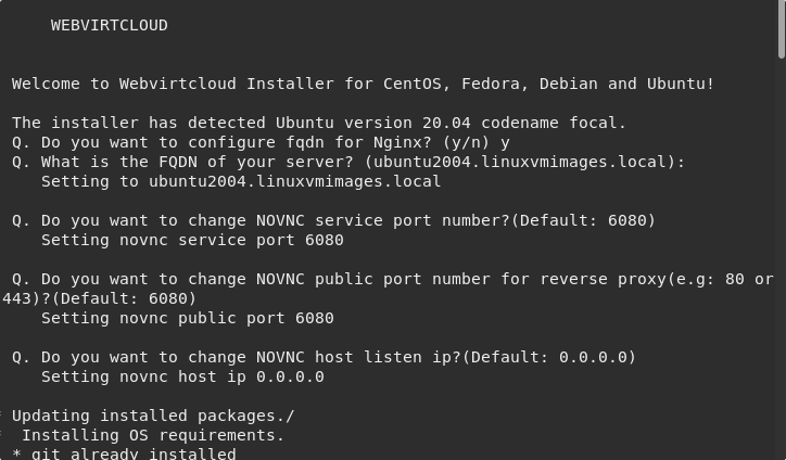 Script to install WebVirtCloud on Ubuntu 20.04 LTS