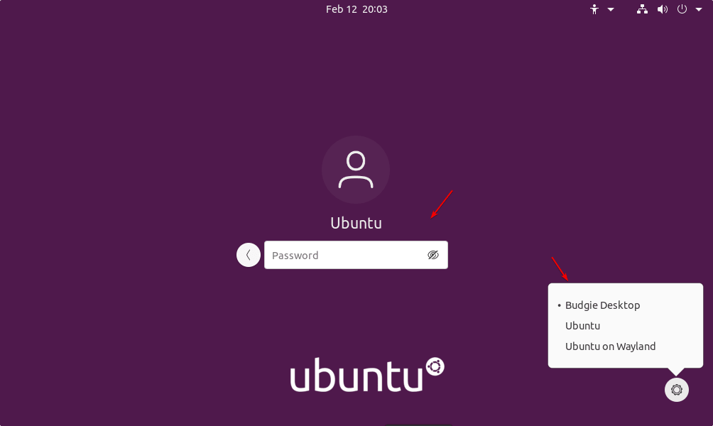 Switch to Budgie Desktop at Login in Ubuntu