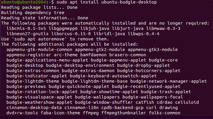 command to install Budgie on Ubuntu 22.04 20.04