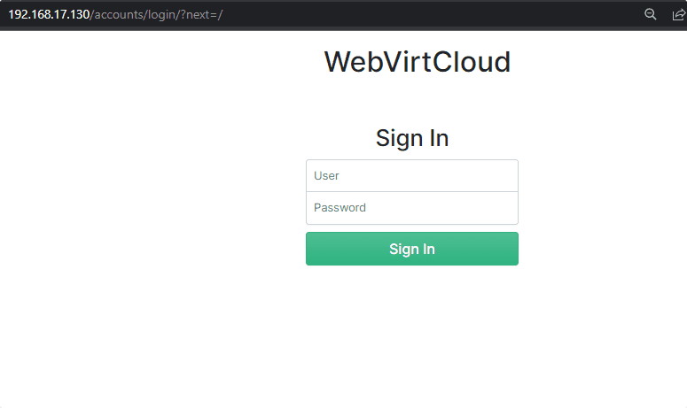log in to WebVirtCloud