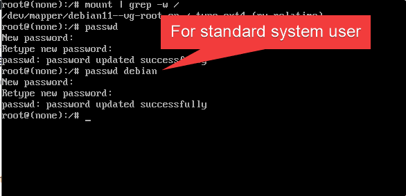 Change Debian 11 user password