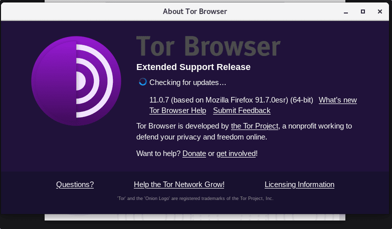 Check for updates Tor