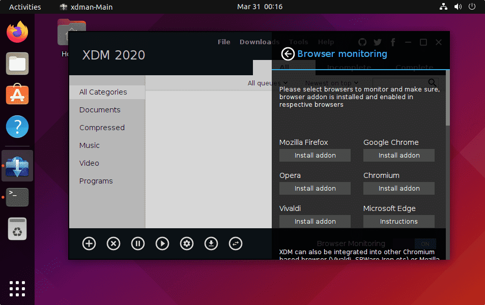 Install XDM Xtreme download manager on Ubuntu 22.04 20.04