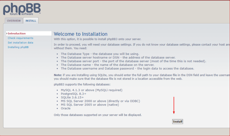 Start phpBB installation on Linux Ubuntu