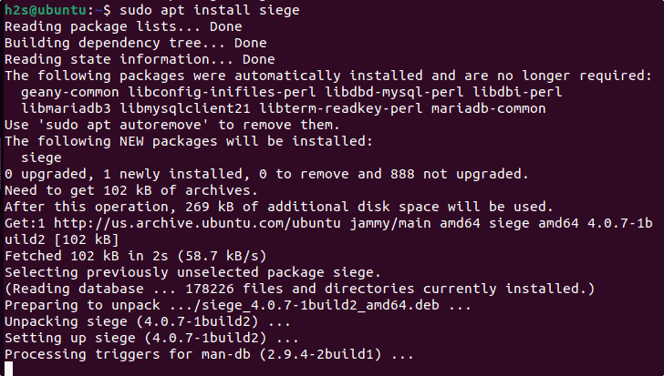 command to install siege benchmark ubuntu 22.04